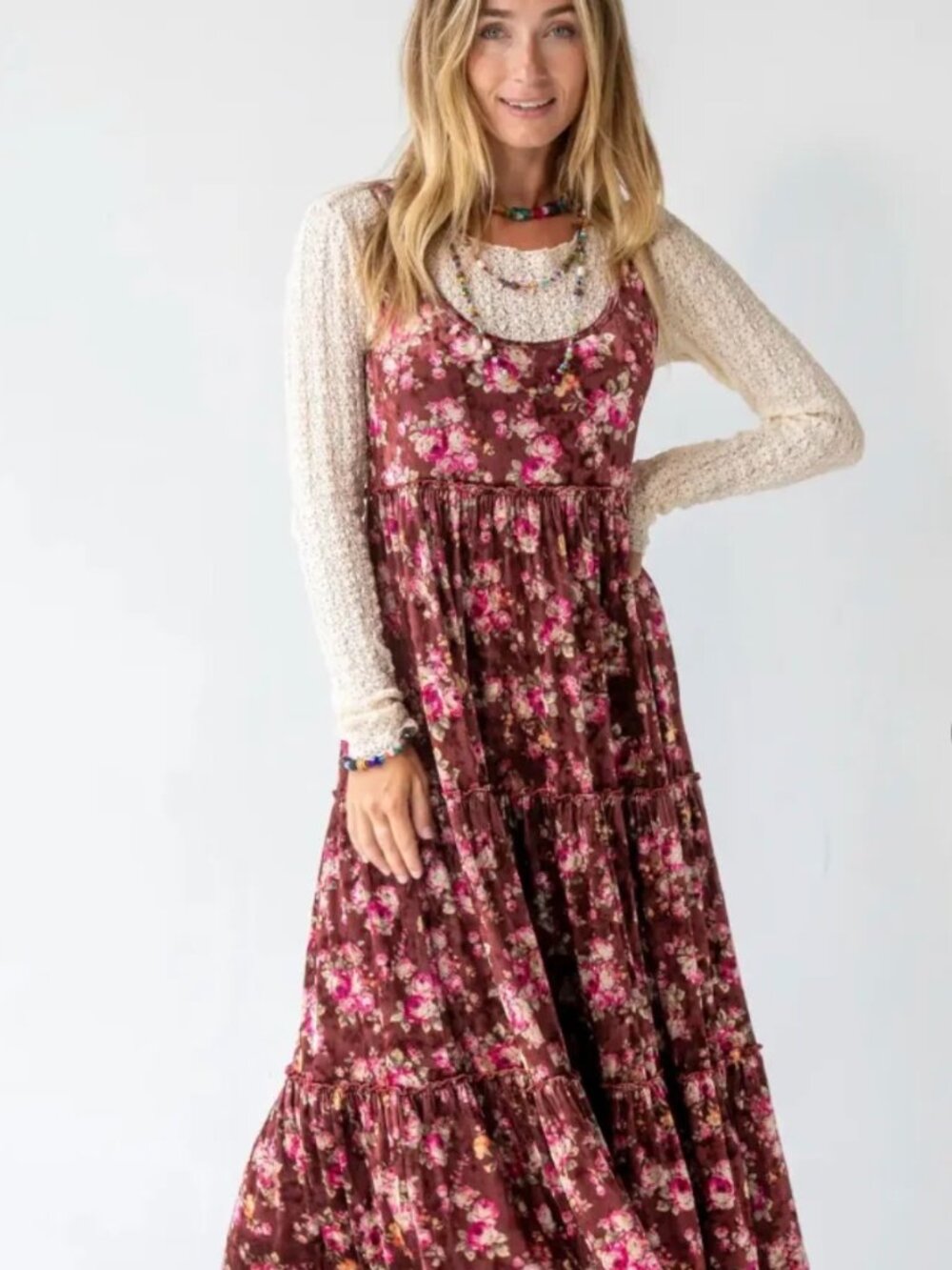 NATURAL LIFE KARLIE VELVET MAXI DRESS - Picture 2 of 5